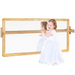 Montessori Mirror Baby Wall, Baby Pull Up Bar, Montessori 3-in-1 Shatterproof Mirror, Wooden Pull Up Bar, Toddler Pull Up Bar, (Small)