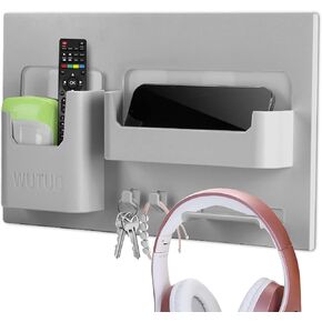 Bedside Shelf Accessories Organizer, Self-Stick on Wall Mount, Ideal Holder for Next to Bed & Table, Dorm, Office, Bedroom Décor, White