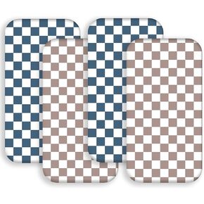 4 Pack Checkered Bassinet Sheets Neutral Breathable Fitted Baby Sheets Nursery Sheets for Baby Boys or Girls (Bassinet Sheet)