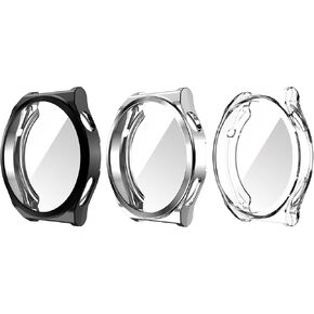 FitTurn 43mm 46mm Case for Huawei Watch GT3 pro Screen Protector Overall Protective Ultra-Thin TPU HD Clear Cover (46mm, SixColors)