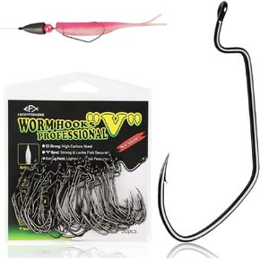 EWG Hooks Worm Hooks for Bass Fishing 50PCS Offset Texas Rig Hooks Fishing Hooks for Freshwater Saltwater Bass Hooks Size 1 1/0 2/0 3/0 4/0