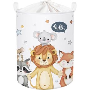 Clastyle Cute Animals Baby Laundry Hamper Kid Storage Basket Boy Girl Gift Toy Box Collapsible Clothes Organizer Nursery Bin for Bedroom, Star, 36 * 45 cm