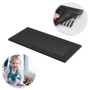 Baby Proof Vent Cover - Soft Silicone Child & Pet Proof, Catches Small Items, Protects Toes, Ensures Air Ventilation, Fits Floor Registers (11-11.4" x 4.9-5.5", Black, 2 Pcs)