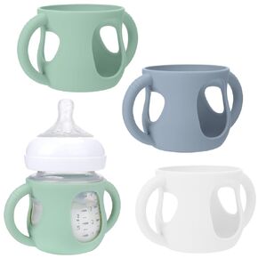 BUSOHA 3 Pack Silicone Sleeves for Avent Baby Bottles - Drop Protection Baby Bottle Sleeves with Handle for Avent Natural Baby Bottles,8 Ounce