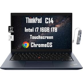 Lenovo Chromebook C14 14" FHD Touchscreen Laptop (Intel 10-Core i7-1265U, 16GB RAM, 512GB SSD) ThinkPad, Enterprise Business, Backlit, FP, 2 x Thunderbolt 4, WiFi 6E, FHD Webcam, Chrome OS