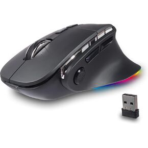 Ergonomic Mouse,Bluetooth Vertical Wireless Mouse,LED Rechargeable Optical Computer Mice, Portable(BT5.2 or USB 2.4GHz) Dual Mode,1000/1600/2400 DPI,8 Buttons for Laptop,Desktop,PC,Macbook (pink)