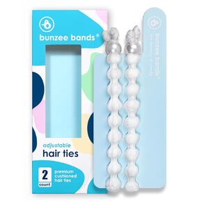 Plush Knit Soft Hair ties - Patented Adjustable Ponytail Holders [2 Count, Black]