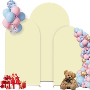 Set of 3 Wedding Arch Cover, 7.2ft, 6.6ft, 6ft White Spandex Arch Covers Stretchy Backdrop, Round Top Chiara Backdrop Cover for Wedding Birthday Party Baby Shower Banquet Decoration (White)