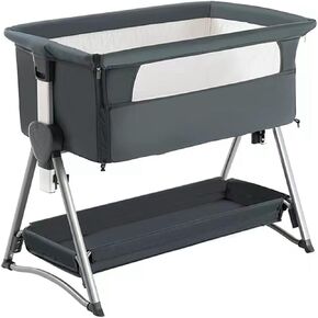 Bassinet,Baby Beside Sleeper, Rocking Cribs, Newborn Co-Sleeper,Infant Sleeping Bassinet, Portable Foldable Baby Bed for 0-6M Cradle (Khaki)
