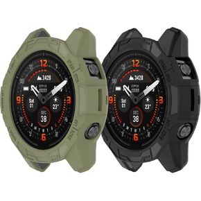 Compatible with Garmin Fenix 7S Pro/Epix Pro 42MM Cover Rugged TPU Protector Case Bumper Shock Proof Protective Shell for Garmin Fenix 7S Pro Case Accessories (Black&NavyBlue)