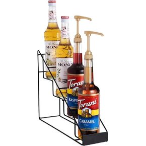 mustry Coffee Syrup Rack for Coffee Bar Accessories, Coffee Syrup Holder Fits with Torani and Monin Syrup, Coffee Bar Organizer Holds 4 Bottles, 2 Pack