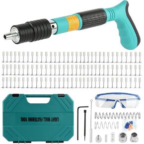 Concrete Nail Gun Kit with 110pcs Nails, 5 Speed Adjustable Manual Steel Nail Gun, Portable Nail Wall Shooting Machine Fastening Tool, Wall Anchor Wire Slotting Device Household Woodworking