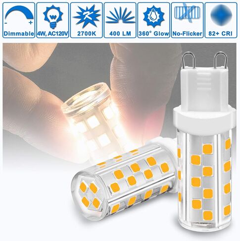 Dimmable G9 Led Bulbs Replace 30W 25W 20W Halogen,G9 3W 2700k Warm White LED T3 T4 Clear,AC120V Dimmable G9 Led Bulbs 300lm for Chandelier Ceiling Pendant Lighting,5PACK,No Flicker in Saudi Arabia