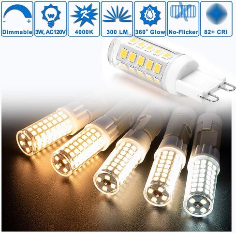 Dimmable G9 Led Bulbs Replace 30W 25W 20W Halogen,G9 3W 2700k Warm White LED T3 T4 Clear,AC120V Dimmable G9 Led Bulbs 300lm for Chandelier Ceiling Pendant Lighting,5PACK,No Flicker in Saudi Arabia