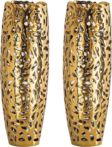 Golden Vase, Ceramics Vase for Modern Room Decor, Floor Vase for Bedroom Decor Farmhouse Decor and Kitchen Décor in Saudi Arabia