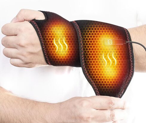 Yabuu Cordless Wrist Hand Heating Pad Massage for Carpal Tunnel With 3000mAh Battery,Hand Arthritis,Wrist Pain Relief,Heat Wrap Pad,Vibration and Adjustable Heat Settings Hot Therapy Gifts for Mom/Dad in Saudi Arabia