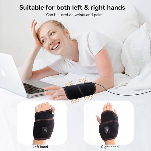 Yabuu Cordless Wrist Hand Heating Pad Massage for Carpal Tunnel With 3000mAh Battery,Hand Arthritis,Wrist Pain Relief,Heat Wrap Pad,Vibration and Adjustable Heat Settings Hot Therapy Gifts for Mom/Dad in Saudi Arabia