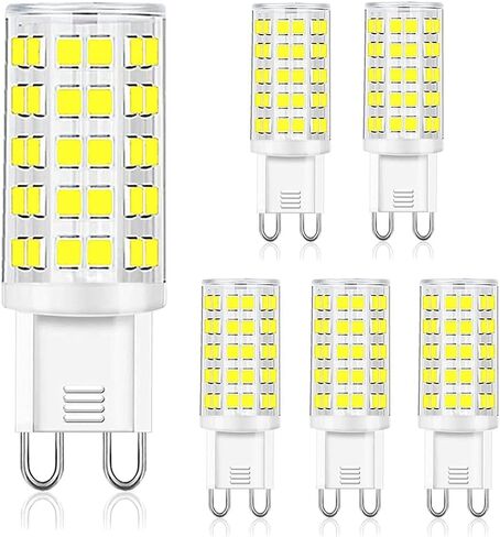 G9 LED Bulbs Dimmable 6W (60W Halogen Bulb Equivalent), Warm White 3000K, 110V-130V, 600LM Bi Pin for Home Lighting, 6 Packs in Saudi Arabia