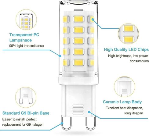 G9 LED Bulbs Dimmable 6W (60W Halogen Bulb Equivalent), Warm White 3000K, 110V-130V, 600LM Bi Pin for Home Lighting, 6 Packs in Saudi Arabia