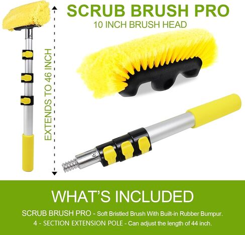 Anyyion Car Wash Brush, 10 Inch Soft Bristle, Telescopic Flow Through Car Washing Kit, Perfect for Cleaning House Siding, Auto Cars, Trucks, SUV, RV, Floors and More!(54.5 inch) in Saudi Arabia