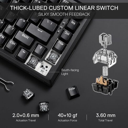 Redragon K687 Wireless CNC Gasket Gaming Keyboard, 81 Keys Mechanical Keyboard w/Premium CNC Aluminum Board, Easy-Control Knob, 5-Layer Noise Dampening, Custom Linear Switch, PBT Gradient Keycaps in Saudi Arabia