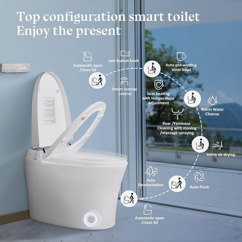 RS60 Excellent Smart Toilet,Twelve-layer security protection,Low pressure flushing, Auto flush,Remote control,Night light,Heated seat,LED,drying,Deodorization in Saudi Arabia