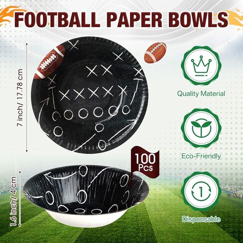 50 Pcs 16 oz Football Paper Bowls Disposable Football Bowls Football Party Snack Bowls Football Party Supplies Football Dessert Bowls for Game Day Hot Cold Soup Salad Home Decor in Kuwait