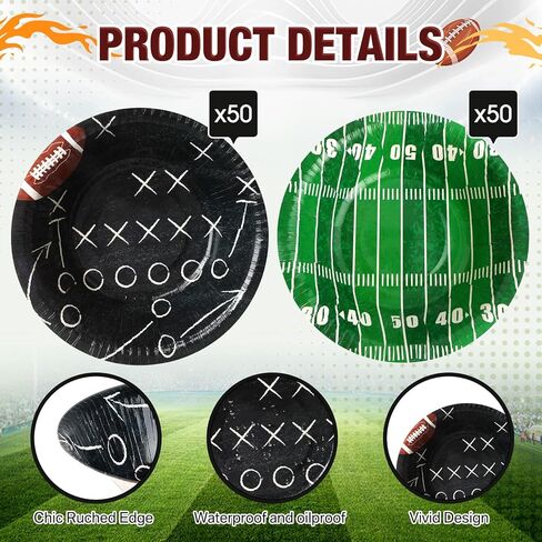 50 Pcs 16 oz Football Paper Bowls Disposable Football Bowls Football Party Snack Bowls Football Party Supplies Football Dessert Bowls for Game Day Hot Cold Soup Salad Home Decor in Kuwait