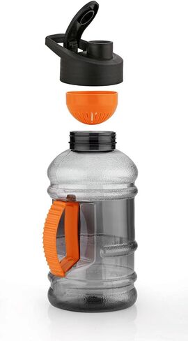 Sports Water Bottle, Gym Shaker 50oz/1.5 Liter Leak-Proof, BPA-Free, with Measurement Scale, Ideal for Sports, Gym, and Fitness (Black) in Saudi Arabia