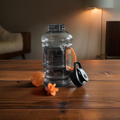 Sports Water Bottle, Gym Shaker 50oz/1.5 Liter Leak-Proof, BPA-Free, with Measurement Scale, Ideal for Sports, Gym, and Fitness (Black) in Saudi Arabia