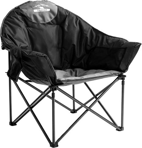 Oversized Camping Chair Padded Moon Round Saucer Chair with Cup Holder and Carry Bag Folding Comfy Sofa Chair for Lawn Patio Sports, Supports 500lbs, Blue & Gray in Saudi Arabia