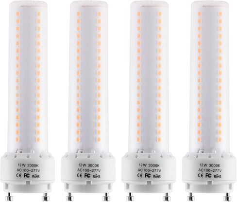 GU24 LED Light Bulb 6000K Cool White High Brightness 1400 Lumen for Bathroom Ceiling Fan 13W 18W 23W T2 Spiral CFL Lamp Replacement, 100-277V 10W 4pcs(Not dimmable) (10W, Cool White) in Saudi Arabia