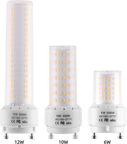 GU24 LED Light Bulb 6000K Cool White High Brightness 1400 Lumen for Bathroom Ceiling Fan 13W 18W 23W T2 Spiral CFL Lamp Replacement, 100-277V 10W 4pcs(Not dimmable) (10W, Cool White) in Saudi Arabia