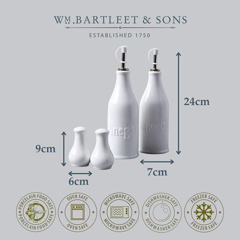 WM Bartleet & Sons 1750 Traditional Porcelain Salt & Pepper Pot Shaker Cruet Set 13cm – White in Saudi Arabia