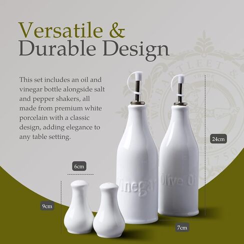 WM Bartleet & Sons 1750 Traditional Porcelain Salt & Pepper Pot Shaker Cruet Set 13cm – White in Saudi Arabia