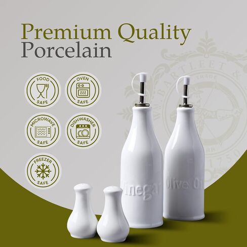 WM Bartleet & Sons 1750 Traditional Porcelain Salt & Pepper Pot Shaker Cruet Set 13cm – White in Saudi Arabia