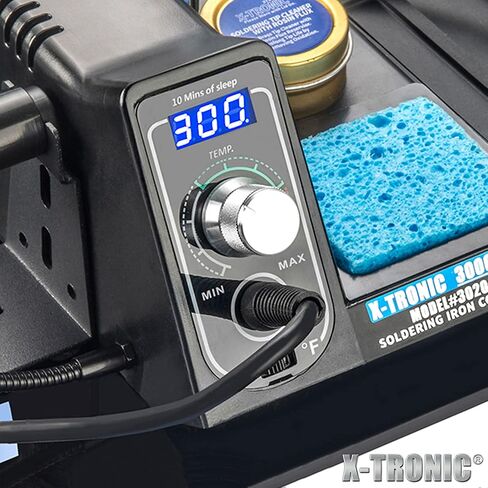 The Original X-Tronic 3020-XTS • 75W Soldering Iron Station • LED • 2 Helping Hands • Roll of Solder • Brass Sponge w/Cleaning Flux • Wet Sponge • °C/°F Conversion Switch • 10 Minute Sleep Feature! in Kuwait