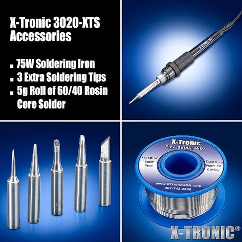 The Original X-Tronic 3020-XTS • 75W Soldering Iron Station • LED • 2 Helping Hands • Roll of Solder • Brass Sponge w/Cleaning Flux • Wet Sponge • °C/°F Conversion Switch • 10 Minute Sleep Feature! in Kuwait