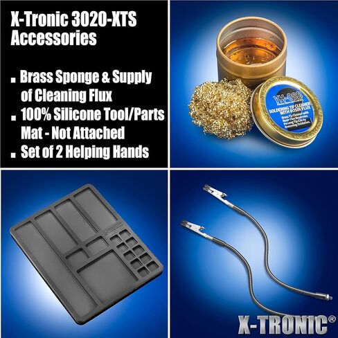 The Original X-Tronic 3020-XTS • 75W Soldering Iron Station • LED • 2 Helping Hands • Roll of Solder • Brass Sponge w/Cleaning Flux • Wet Sponge • °C/°F Conversion Switch • 10 Minute Sleep Feature! in Kuwait