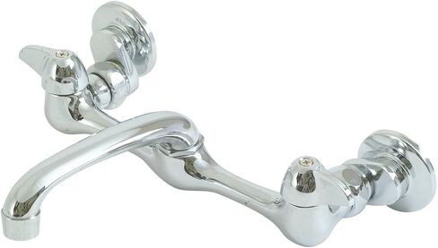 EZ-FLO Adjustable Two Handle Wall Mount Faucet, 6 Inch Spout, Chrome Finish, 10142LF in Saudi Arabia