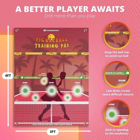 PIKKOFUN Dink Master Pickleball Practice Board, Reusable Pickleball Wall Trainer, Pickleball Practice Rebounder Pad, Pickleball Training Aid for Indoor and Outdoor in Saudi Arabia