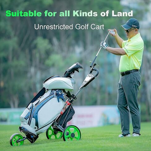 Lakehood Golf Push Cart, Golf Pull Cart for Golf Clubs and Golf Bag, Golf Push Carts Three Wheel Easy to Folding Scorecard Holder with Mobile Phone Holder Storage Bag Golf Carts (Green) in Saudi Arabia