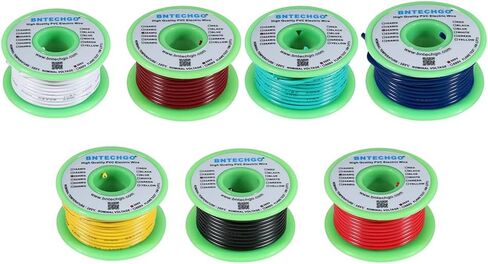 Bntechgo 18 Gauge PVC 1007 سلك كهربائي صلب أحمر وأسود كل 20 قدمًا 18 AWG 1007 ربط سلك نحاسي معلب in Kuwait