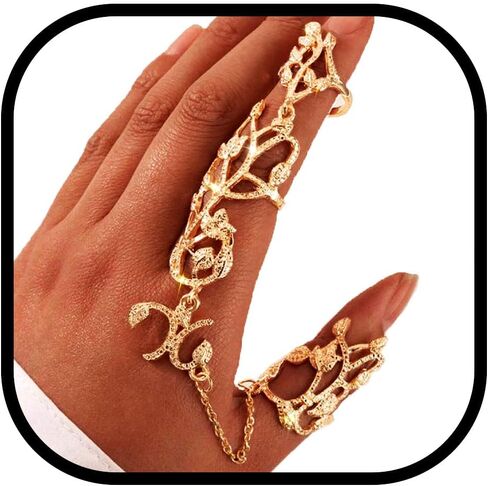 القوطي خواتم متعددة فنجر كومة المفصل الفرقة الشرير اليد سلسلة البنصر أساور الشاطئ الرقيق سوار مجوهرات للنساء والفتيات in Kuwait