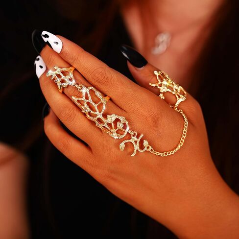القوطي خواتم متعددة فنجر كومة المفصل الفرقة الشرير اليد سلسلة البنصر أساور الشاطئ الرقيق سوار مجوهرات للنساء والفتيات in Kuwait
