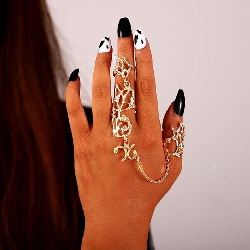 القوطي خواتم متعددة فنجر كومة المفصل الفرقة الشرير اليد سلسلة البنصر أساور الشاطئ الرقيق سوار مجوهرات للنساء والفتيات in Kuwait