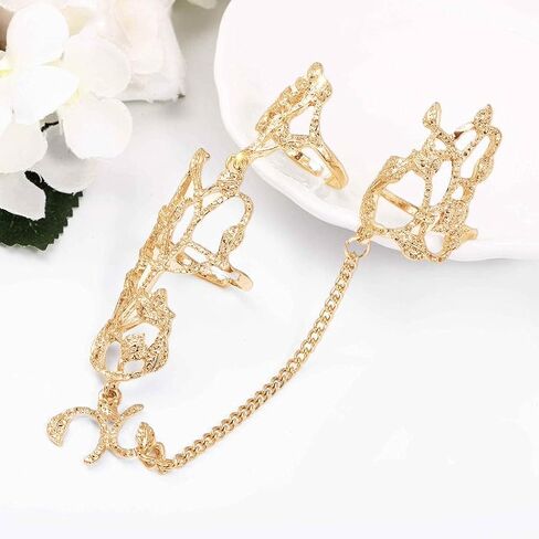 القوطي خواتم متعددة فنجر كومة المفصل الفرقة الشرير اليد سلسلة البنصر أساور الشاطئ الرقيق سوار مجوهرات للنساء والفتيات in Kuwait