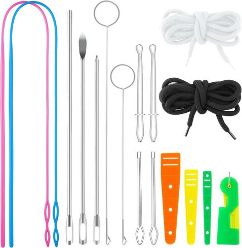Drawstring Threader Tool Set, Flexible Drawstring Threader, Stainless Steel Sewing Loop Turner Hooks with Latch, Easy Rope Threader Clips for Jackets Coats Pants Hoodies Sweaters (8 Pack) in Saudi Arabia