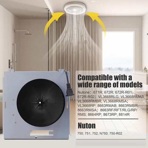 763RL B 50CFM Fan, Nutone 763RL B, 763RLN B, 763RLL, 763RLN-R01 70CFM 769RL/769RF S0503B000 Fan Compatible. Pure Copper Motor in Saudi Arabia