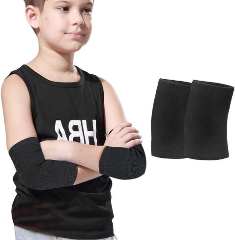 Luwint Kids Knit Elbow دعم الدعم أكمام حماية ذراع الانضغاط لالتهاب التنس لرفع الأثقال للكرة الطائرة ، زوج واحد (وردي) in Kuwait